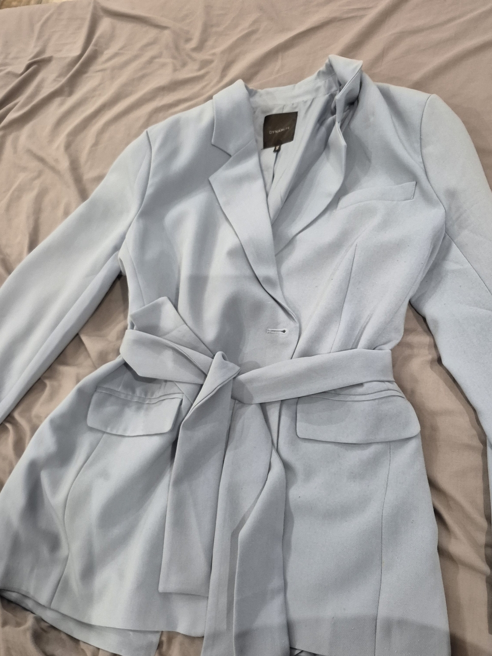 Dynamite Pale Blue Belted Blazer
